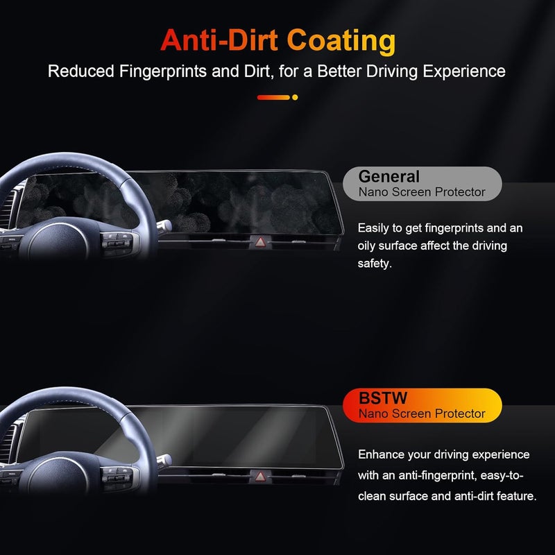 BSTW for 2025 Kia Sportage Screen Protector for 2023-2025 Sportage SX Prestige/X-Pro Prestige 12.3-in Display for Kia Accessories Anti-Scratch Nano Protective Film 2PCS - Image 3